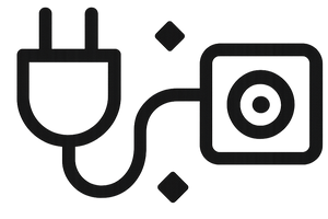 GENERA UN LOGO MINIMALISTA EN COLOR NEGRO Y FONDO TRANSPARENTE. Y QUE SIGNIFIQUE : Plug & play