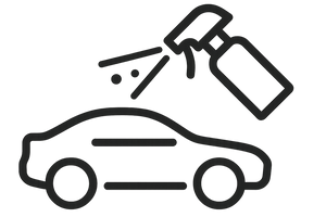 logo minimalista en color negro y fondo transparente, que indique aplicacion facil y rapida del producto para auto