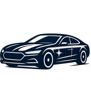 logo minimalista en fondo transparente y en color azul marino, que indique brillo espejo en un vehiculo