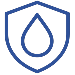 logo minimalista en fondo transparente y en color azul marino, que indique una capa protectora al agua